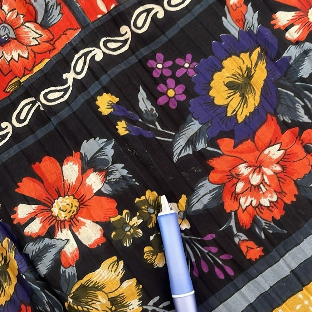 Vintage 100% cotton maxi skirt bold floral print boho L - Picture 9 of 11